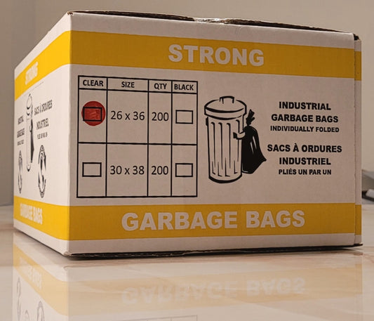 Garbage Bags-  Clear Strong 26x36 200 Bags/Cs