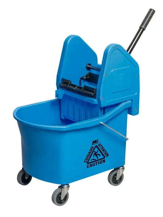 32 Qt. Grizzly Down Press Combo, Grizzly down press combo, commercial mop bucket, 32 qt mop bucket, 30L mop bucket, heavy-duty mop bucket, janitorial mop bucket, industrial cleaning equipment, high-capacity mop bucket, down press wringer, professional cleaning supplies, commercial sanitation, mop bucket with wheels, non-marking casters, Canada, USA, best mop bucket for janitorial use