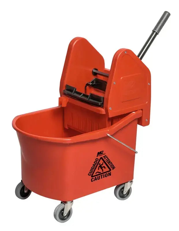 32 Qt. Grizzly Down Press Combo, Grizzly down press combo, commercial mop bucket, 32 qt mop bucket, 30L mop bucket, heavy-duty mop bucket, janitorial mop bucket, industrial cleaning equipment, high-capacity mop bucket, down press wringer, professional cleaning supplies, commercial sanitation, mop bucket with wheels, non-marking casters, Canada, USA, best mop bucket for janitorial use