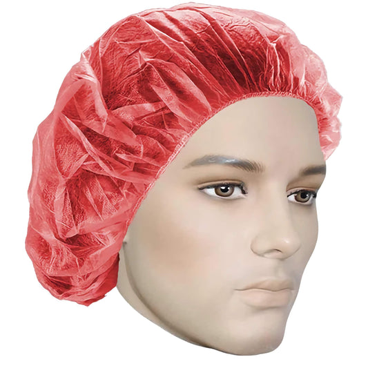 Disposable  Bouffant Cap Red, bouffant cap pack, disposable bouffant caps, non-woven hair cap, food industry cap, medical bouffant cap, hygiene hair cover, breathable disposable cap, protective head covering, cleanroom bouffant cap, single-use bouffant cap