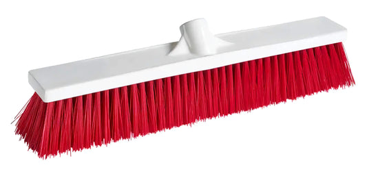 Food Service Push Broom red, food service push broom, multi-color bristle broom, restaurant floor broom, heavy-duty kitchen broom, food industry cleaning tools, commercial push broom, sanitary push broom, industrial food service broom, Canada & USA janitorial supplies, color-coded cleaning broom