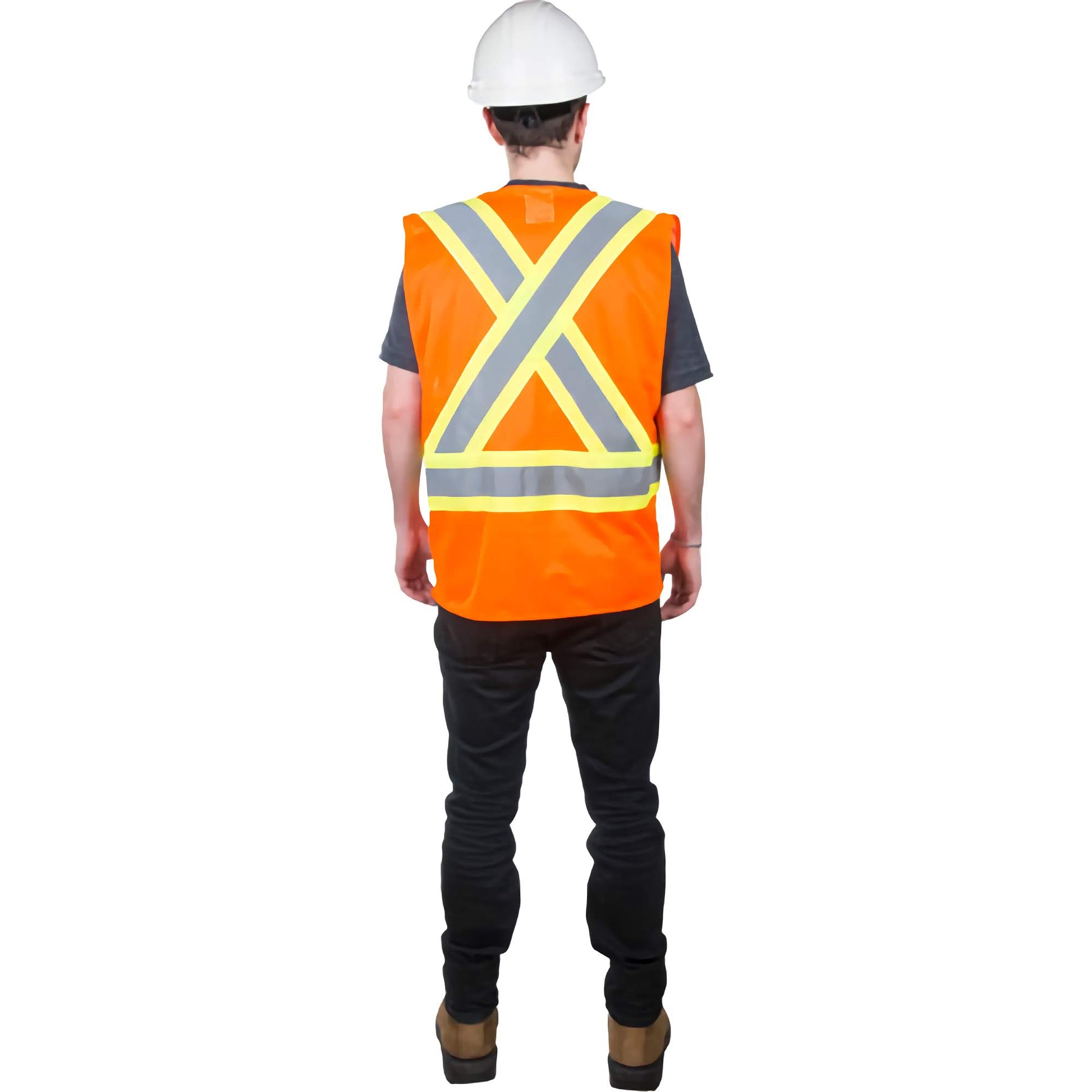 Hi Vis Safety vest orange, Hi Vis Safety vest, hi-vis vest, high visibility safety vest, construction work vest, reflective work vest, industrial safety gear, warehouse safety vest, ANSI safety vest, durable work vest, workplace safety apparel, hi-vis vest Canada USA