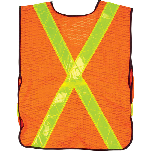 Safety Vests Orange, high visibility safety vest, orange polyester vest, industrial work vest, construction safety vest, warehouse safety gear, reflective workwear, traffic control vest, safety apparel Canada USA, ANSI compliant safety vest, durable work vest