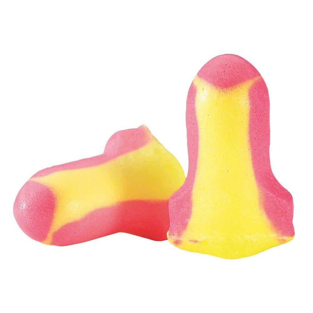 Howard Leight Laser Lite earplugs, disposable foam earplugs, high NRR 32 earplugs, industrial noise protection, bulk earplugs 200 pairs, uncorded safety earplugs, hearing protection for construction, single-use earplugs, bright-colored foam earplugs