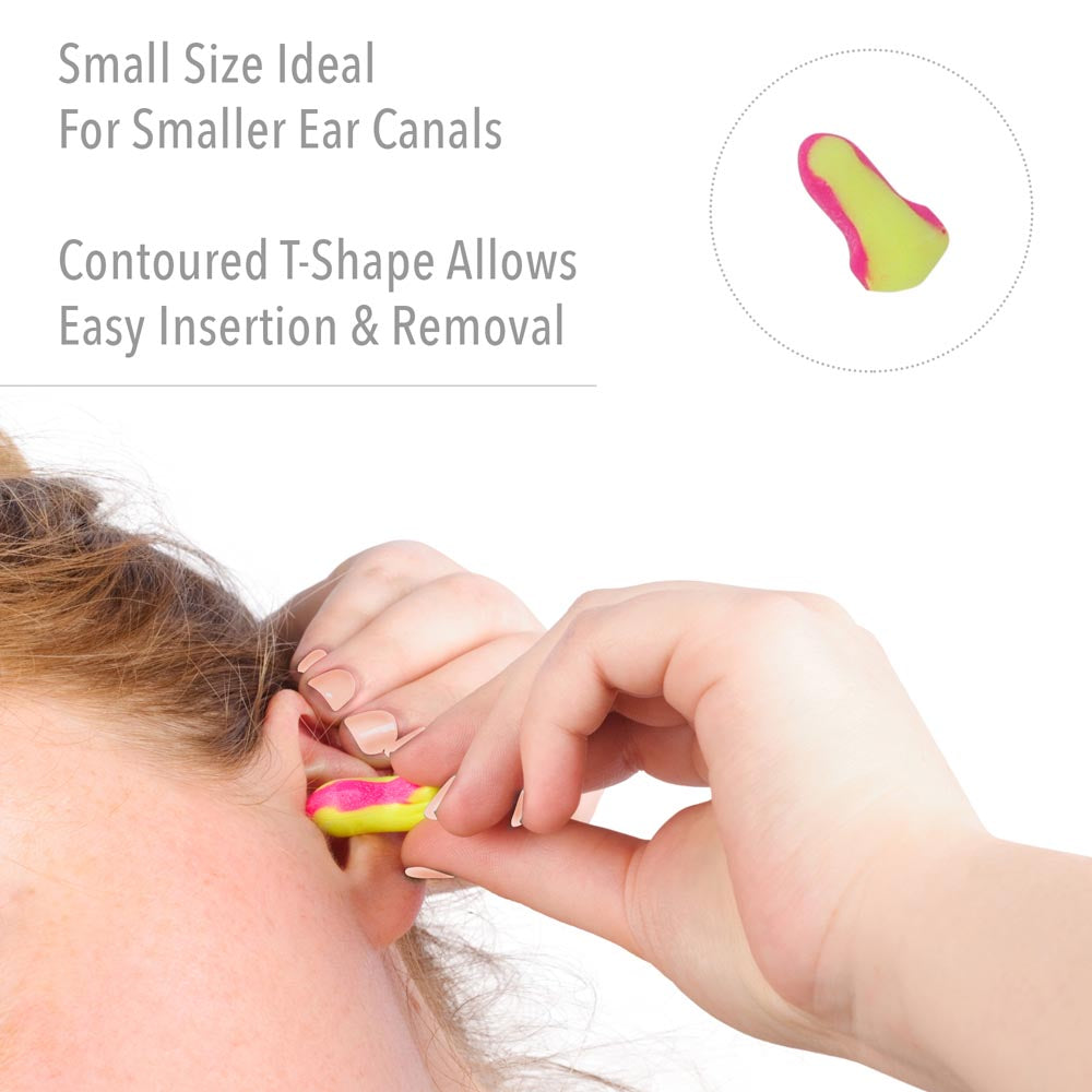 Howard Leight Laser Lite earplugs, disposable foam earplugs, high NRR 32 earplugs, industrial noise protection, bulk earplugs 200 pairs, uncorded safety earplugs, hearing protection for construction, single-use earplugs, bright-colored foam earplugs