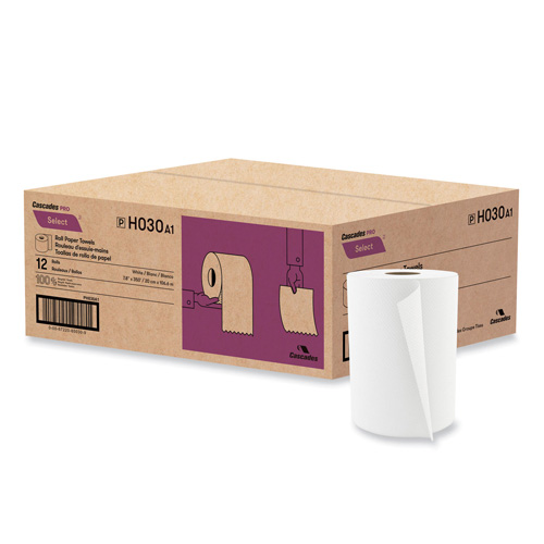 Paper Towel – Cascades Pro, 1-Ply, White, 350 Feet/Roll, 12 Rolls/Case