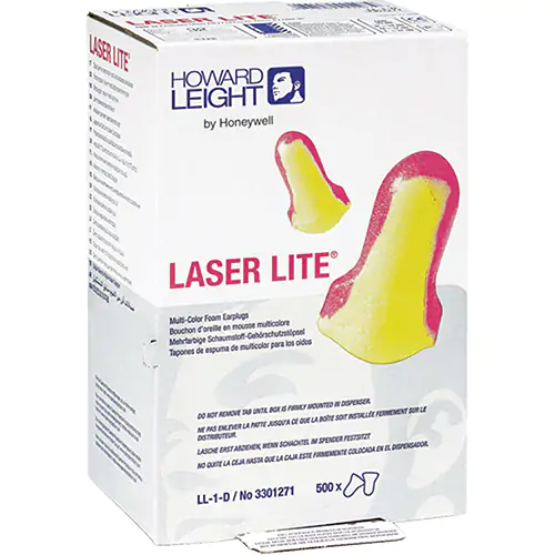 Howard Leight™ Laser Lite® Multi-Colour Foam Earplugs, Pair - Polybag 200 Box Pack